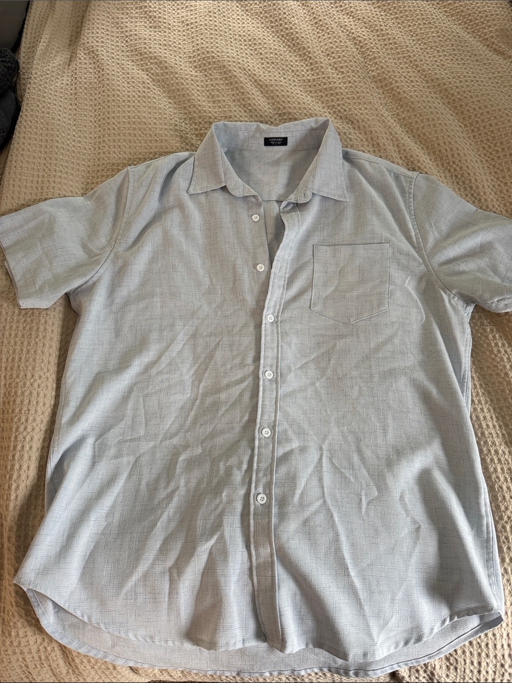 Men's Short-Sleeve Button-Up Shirt in Light Blue